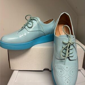 Pastel Blue Platform Oxford for Women